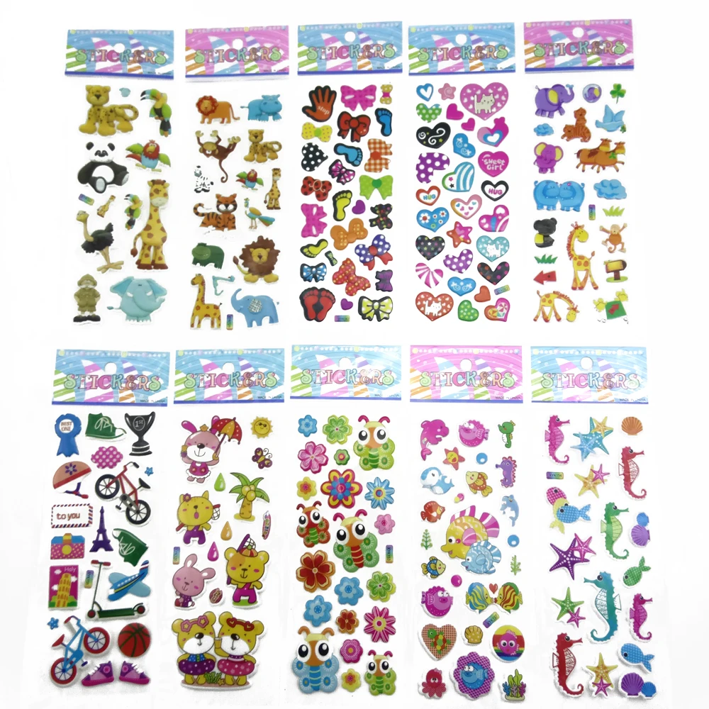 10 Different Sheets Cute Pet DIY Stickers Cartoon Children Stickers Toys Emoji PVC Scrapbook Gifts For Kids