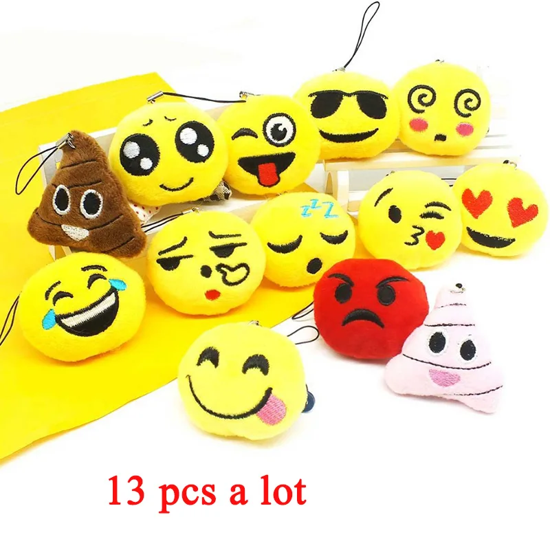 

13pcs/set Emoji Smiley Keychain Cute Emoticon Amusing Key Chain Cartoon Keyring Soft Toy Gift for Women Bag Pendant Accessory