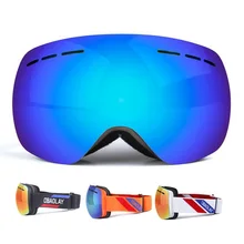 Лыжные очки с двойными линзами UV400, сноуборд, зимние лыжные очки для мужчин и женщин, анти-туман, маска для снегохода, спорт, для взрослых, ветрозащитная