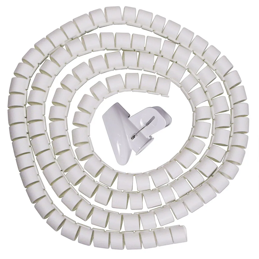 

UXCELL 30mm Dia Spiral Wire Organizer Wrap Tube Flexible Manage Cord w Clip for PC Computer Home Hiding Cable White