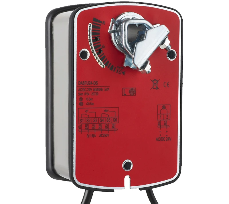 Spring return damper Actuator with 2 auxiliary switch 5Nm for operation