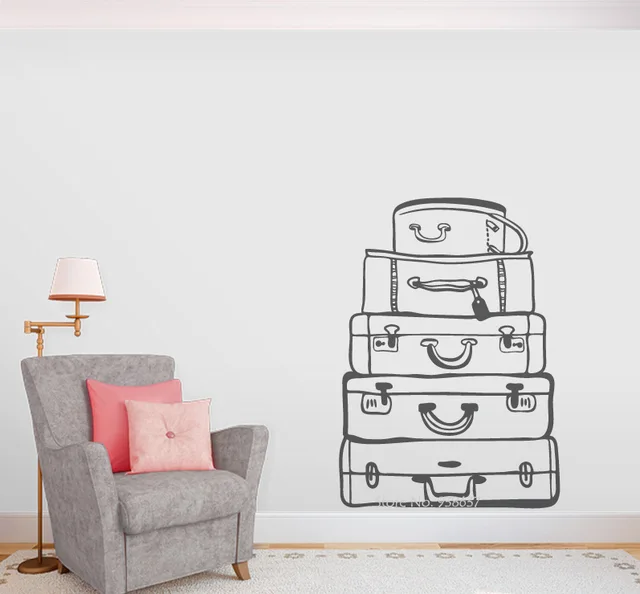 travel bags wall art decal for guest rooms e co friendly vinyl wall
