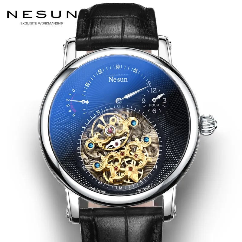 Switzerland Luxury Brand Nesun Hollow Tourbillon Watch Men Automatic Mechanical Men's Watches Sapphire Waterproof clock N9081-4