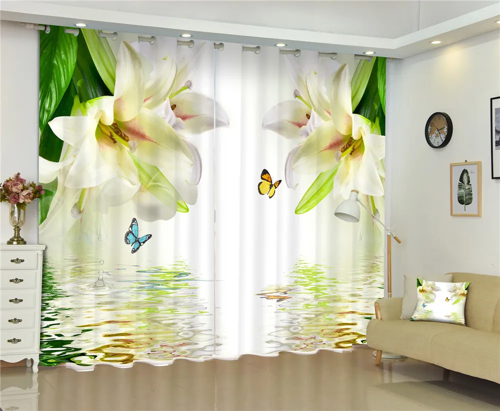 Flowers print Chinese Customized 3D Blackout Curtains Living Room Bedroom Hotel Window Drapes Cortinas para Rideaux