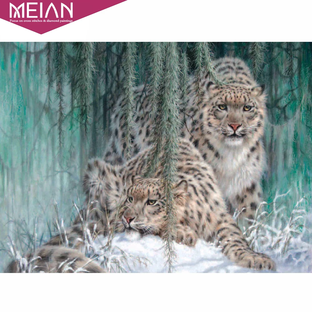 

Meian Full Diamond Embroidery Animal "Leopard" 5D Diamond Painting Cross Stitch 3D Diamond Mosaic Needlework Crafts