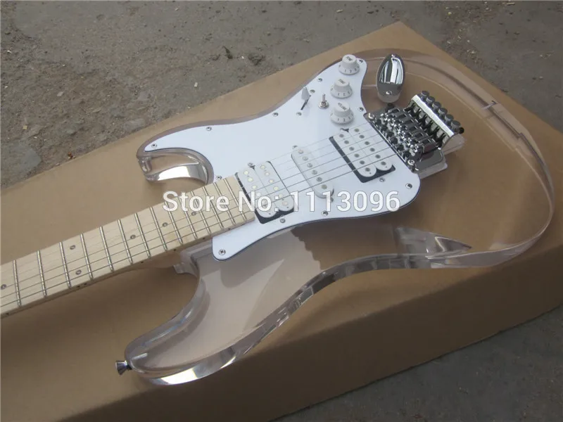 Free shipping+electric guitar/Acrylic body electric guitar/with LED+tremolo