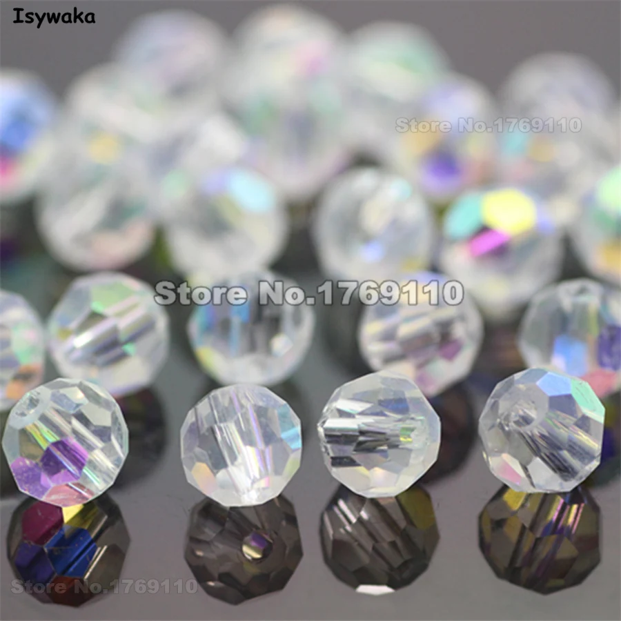 

Isywaka Sale 100pcs White AB Color Round 6mm Austria Crystal Beads charm Glass Beads Loose Spacer Bead for DIY Jewelry Making