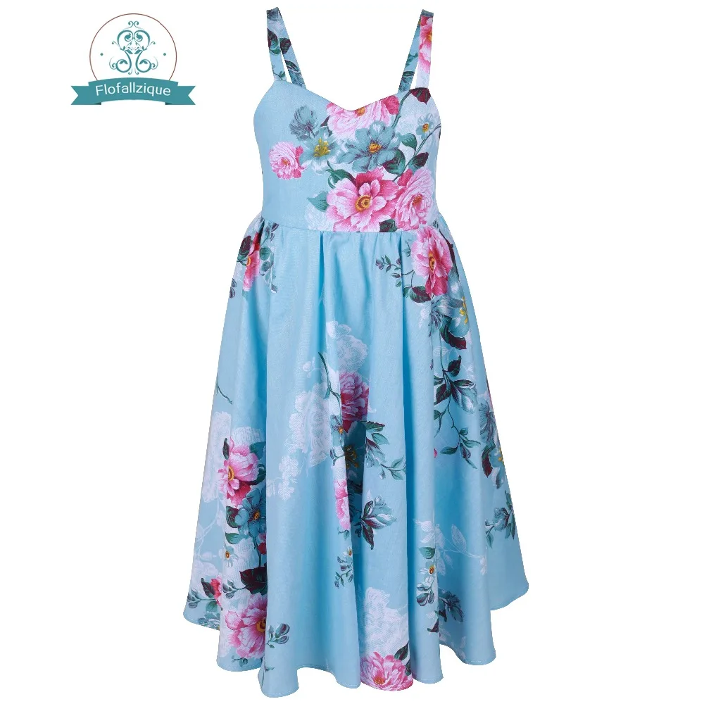 Flofallzique/хлопковая одежда для малышей с цветочным принтом и бантом на бретельках; милые вечерние платья для девочек на свадьбу; От 1 до 12 лет
