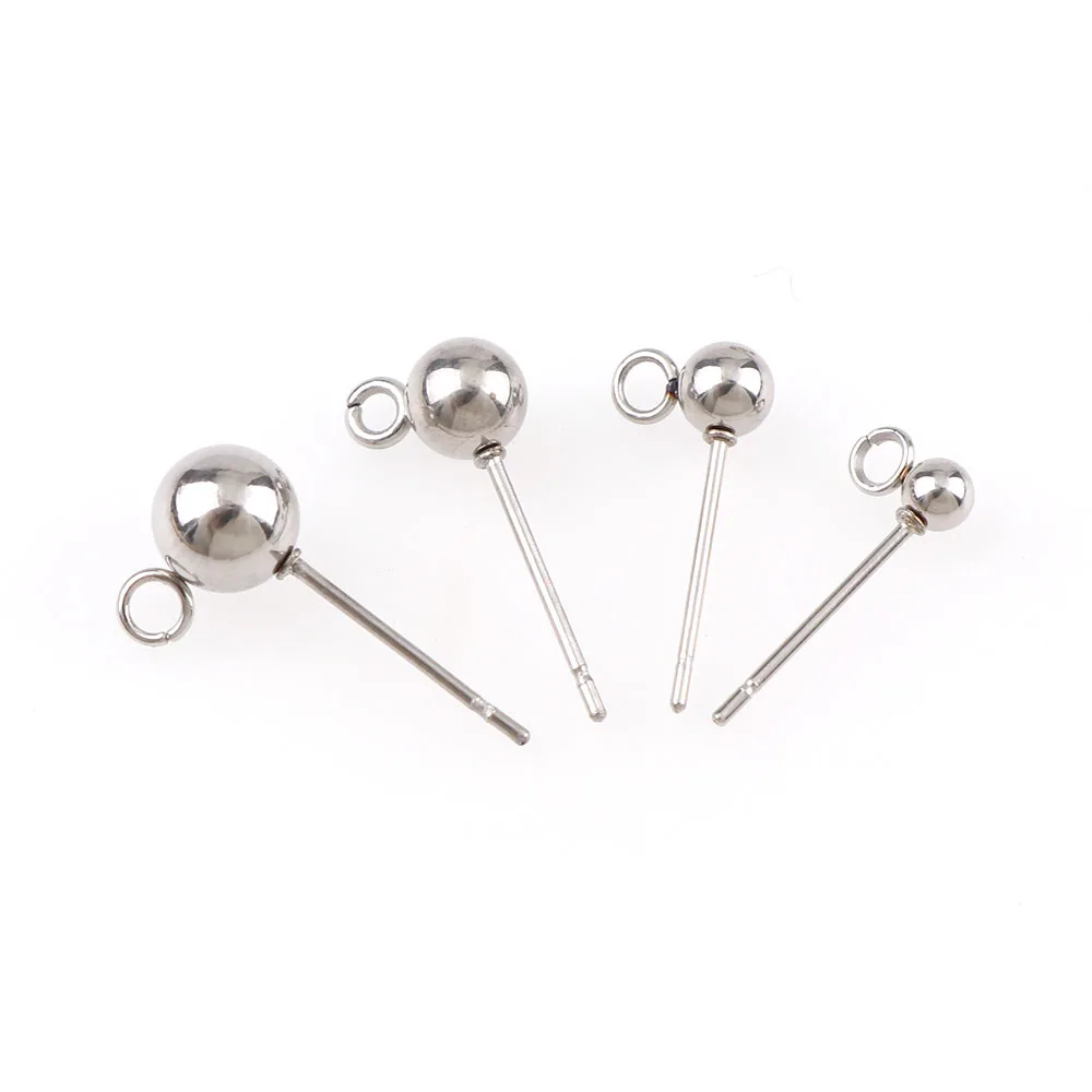 10pcs Stainless steel Earring Stud Posts Hollow Round Pin Earrings