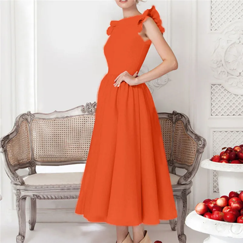 Women Formal Butterfly Sleeveless O-Neck Prom Evening Party Mid-Calf Dress new arrival stylish gorgeous the dress N28 (16)
