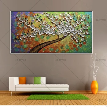 

Unframed Panels Colorful Flower Tree Handpainted Oil Painting On Canvas Modern Picture Palette Knife Painting For Living Room