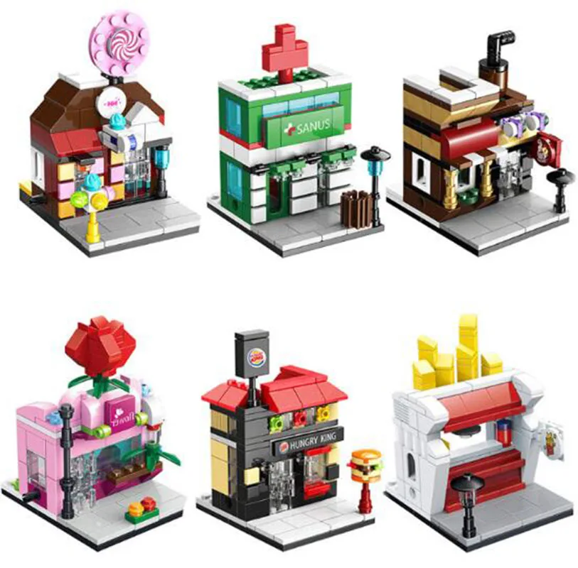 

Mini City Streetscape Building Blocks House Set Coffee Flower Shop Building Blocks Mini City challenging learning toys for girls