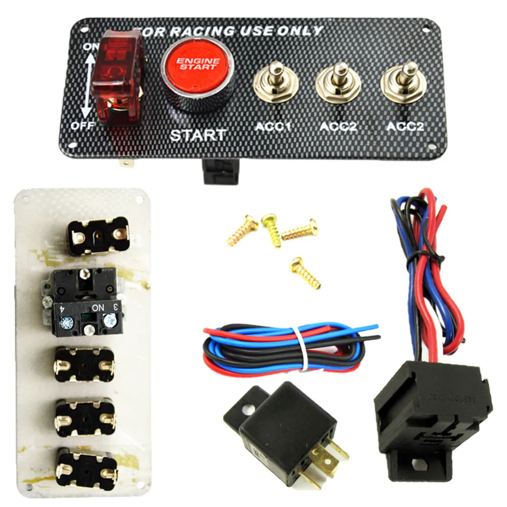 1 Set Racing Car 12V Ignition Switch Panel Engine Start Push Button LED