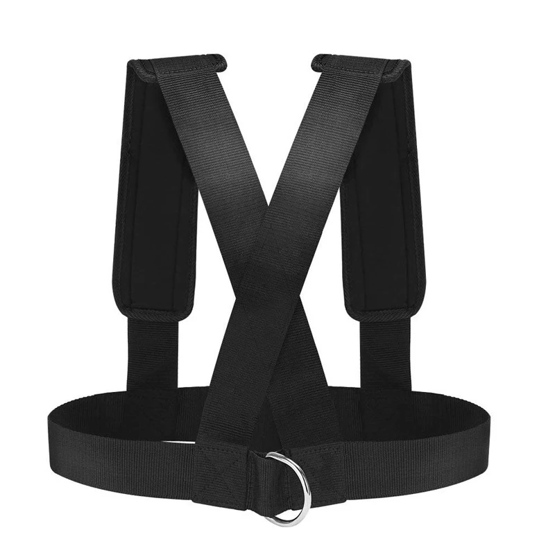 Sled Harness Vest Speed Strength Training Strap Belt Webbing w/ Hook D-Ring