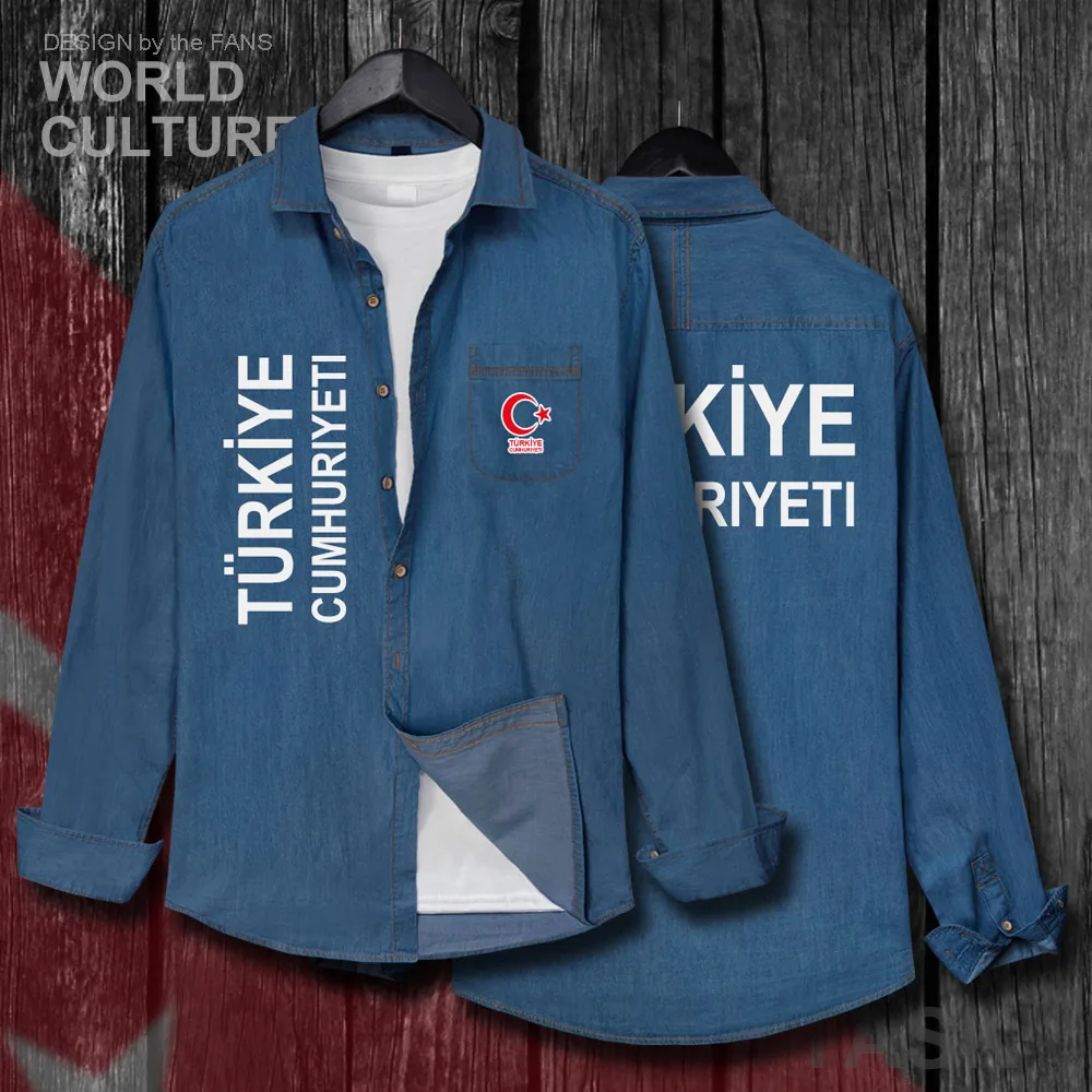 

Turkey TUR Turkish Turk TR Men Flags Clothes Autumn Jacket Turn-down Collar Jeans Shirt Long Sleeve Cowboy Coat Fashion Tops 20