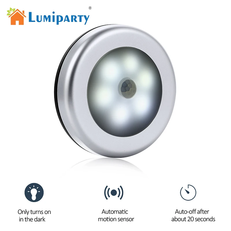 

LumiParty 5Pcs 6 LED Night Light Magnetic Wireless Infrared PIR Motion Sensor Light Auto On/Off Stick-anywhere Cabinet Lighting