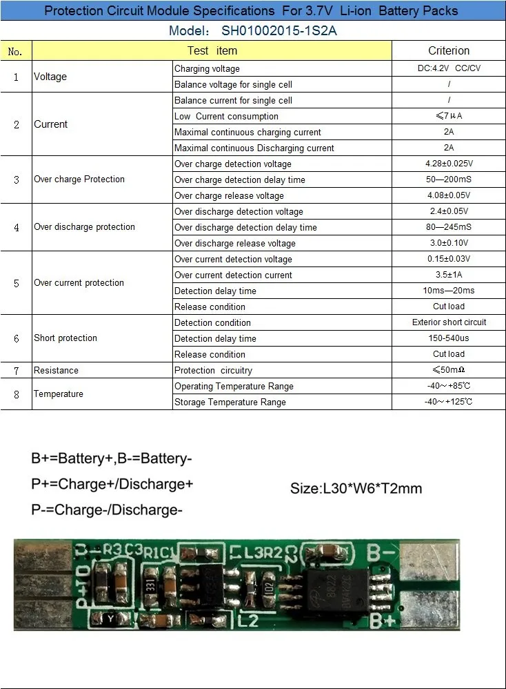 Модуль защитной цепи 1 S 2A PCB PCM BMS батарея защиты доска для 3,7 в литий-ионный плата защиты литий-полимерных аккумуляторов пакет SH01002015-1S2A