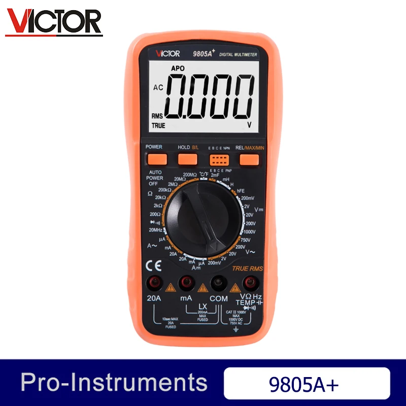 

Victor VC9805A+ True RMS 2000 Counts Manual Range Resistance Capacitance Inductance Frequency Temperature Digital Multimeter Nul