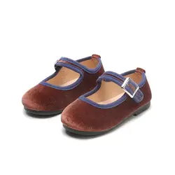 Детская обувь для девочек Новинка 2018 года; повседневная обувь на плоской подошве Золото Велюр детские мягкие дышащие кроссовки удобные