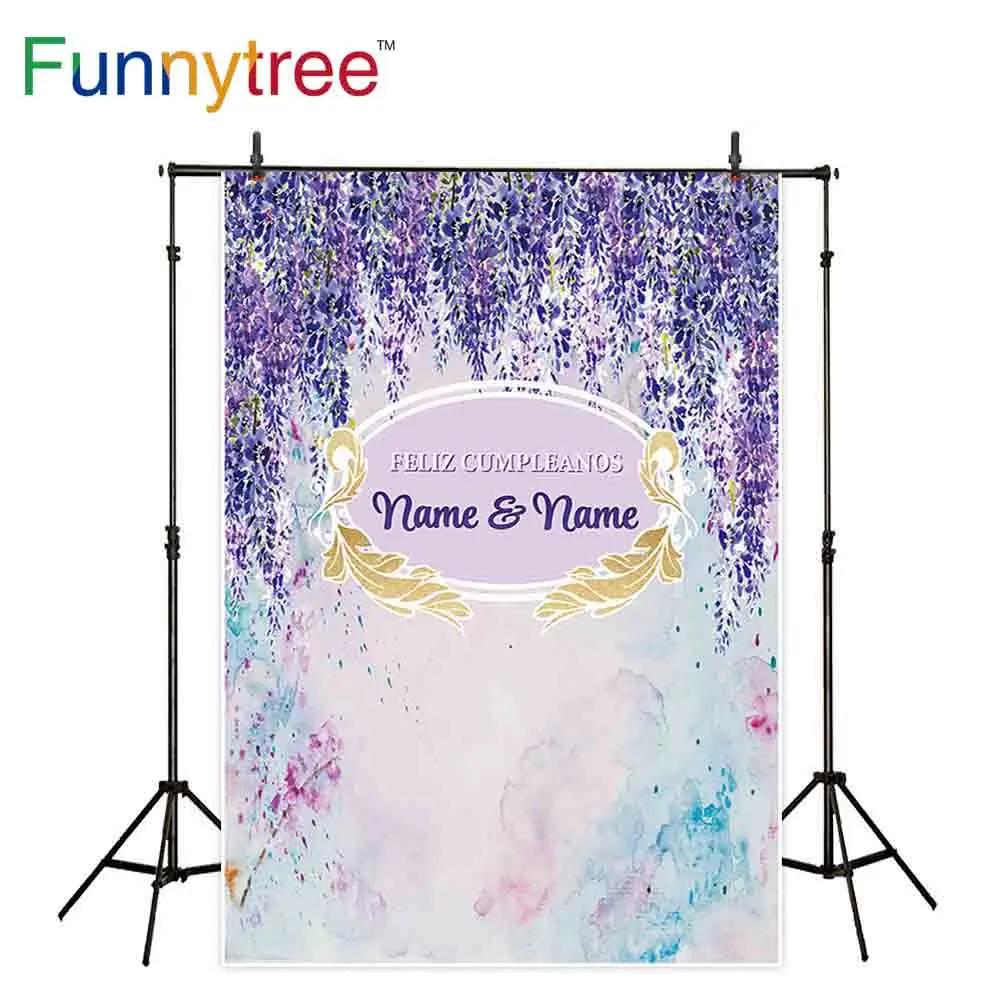 Фоны Funnytree для фотостудии фиолетовые Акварельные Цветы Глициния романтический