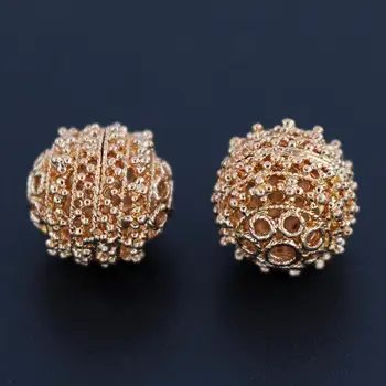 

11mm 14mm Metal Spacer Beads Round Ball Hollow Pattern Hole Size 1.5mm Charm Bead for DIY African Earrings Jewelry Making
