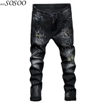 Новые мужские джинсы, рваные джинсы для мужчин, байкерские джинсы, европейский и американский стиль, облегающие, высокое качество, мода#1711