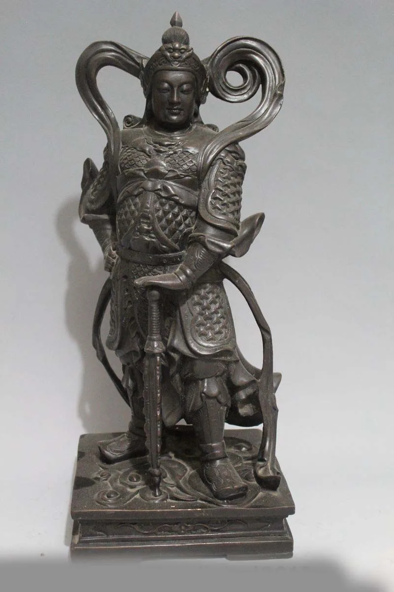 

15 Chinese Bronze Copper Tiger Wei Tuo warrior Protection of God buddha Statue