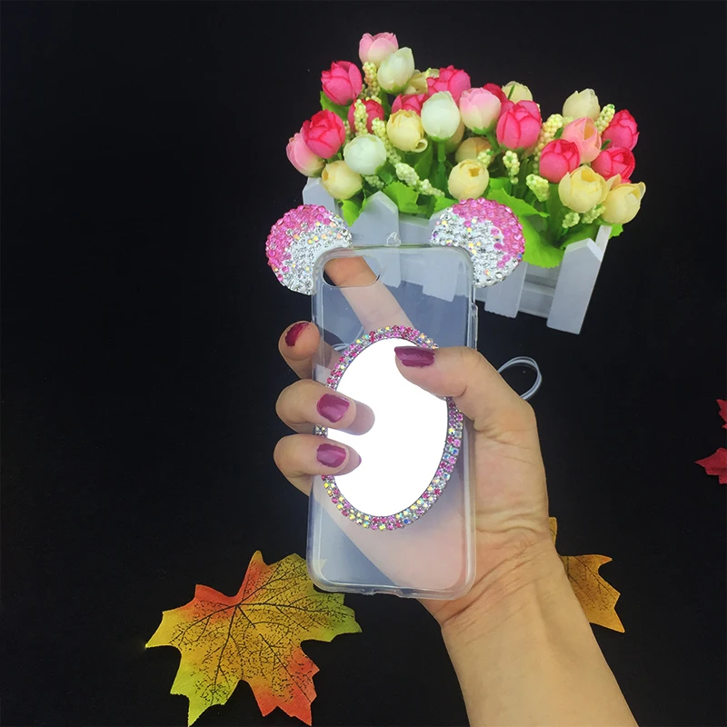 XINGDUO 3D Алмазные зеркальные блестящие уши Микки Минни со стразами ТПУ чехлы для