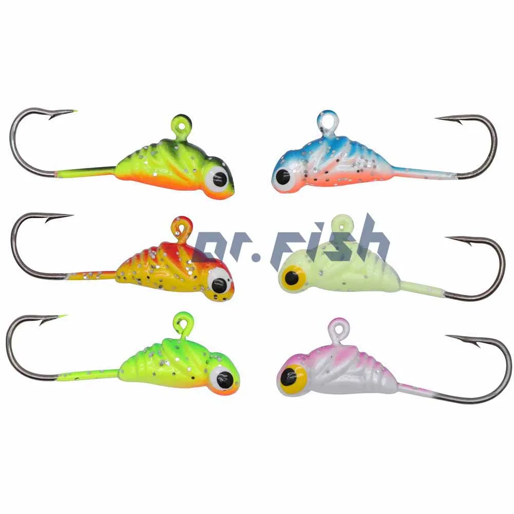 Dr.Fish Ice Fishing Jig Lures Mini Jig Head Bait Tackle Kit with Treble