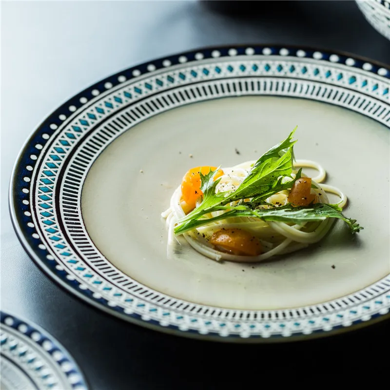 EECAMAIL керамическая посуда в японском стиле для творчества ручная роспись глазурью цветная тарелка для стейка блюда в западном стиле с узором в богемном стиле
