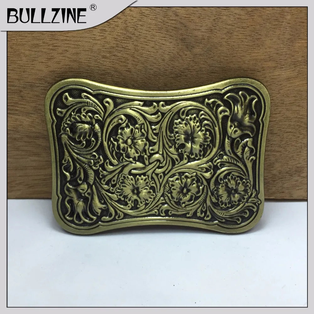 

The Bullzine flower belt buckle with antique brass finish FP-03324-1 with continous stock suitable for 4cm width belt