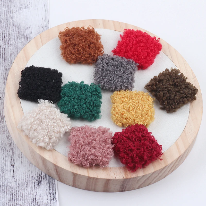 

Winter style 50pcs/lot 30mm imitate lambswool decoration geometry square shape flatback Cloth buckle diy jewelry earring pendant