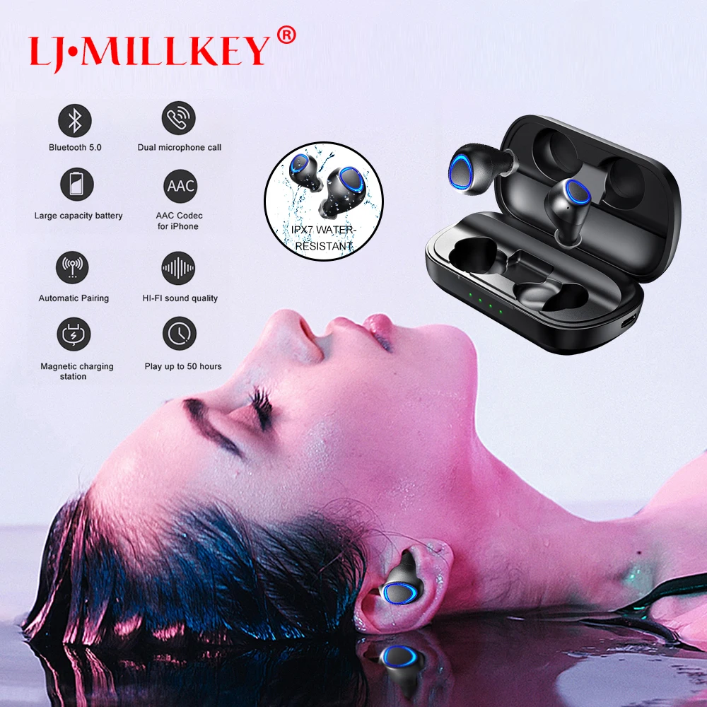 

Bluetooth 5.0 TWS Wireless Bluetooth Earphone Handsfree Headphone Sports Built-in Mic with Charging Box for Smart Phone YZ263