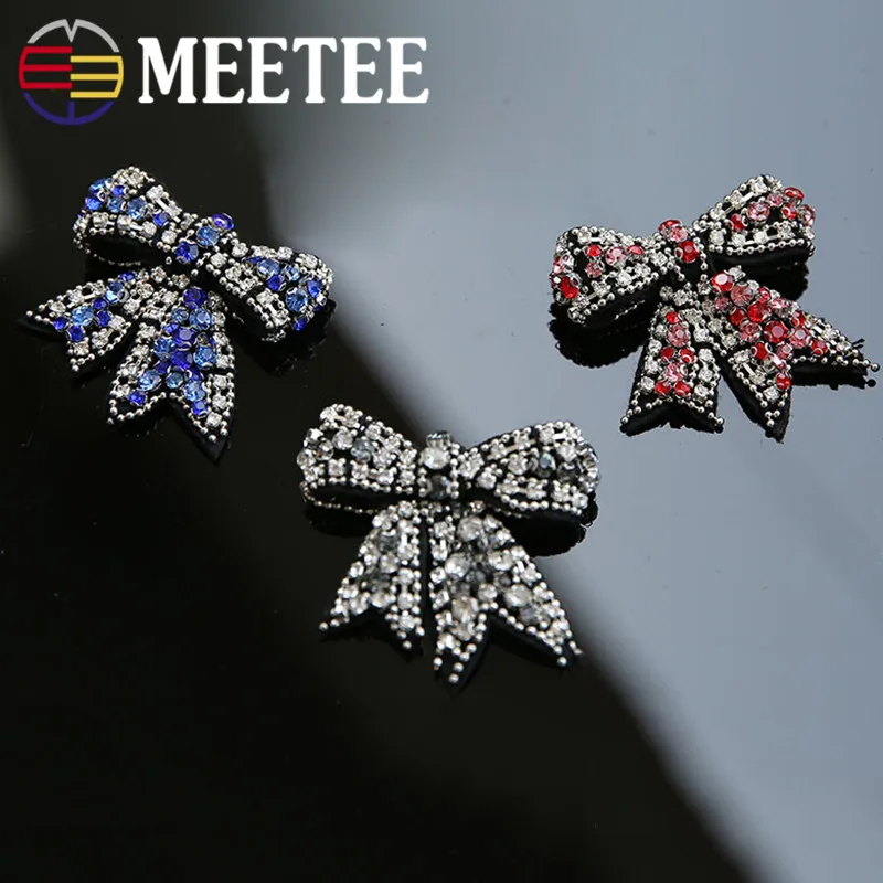 diy tie patch Bow 3D Sew Embroidery 4X4cm 2pcs Patch Tie Patches DIY Manual Meetee on Applique Diamond