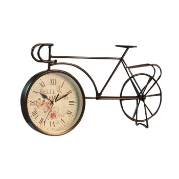 

Retro American Iron Bicycle Desk Clock Creative Home Decor Figurines Personality Silent Bar Living Room Decorations Fashion Gift