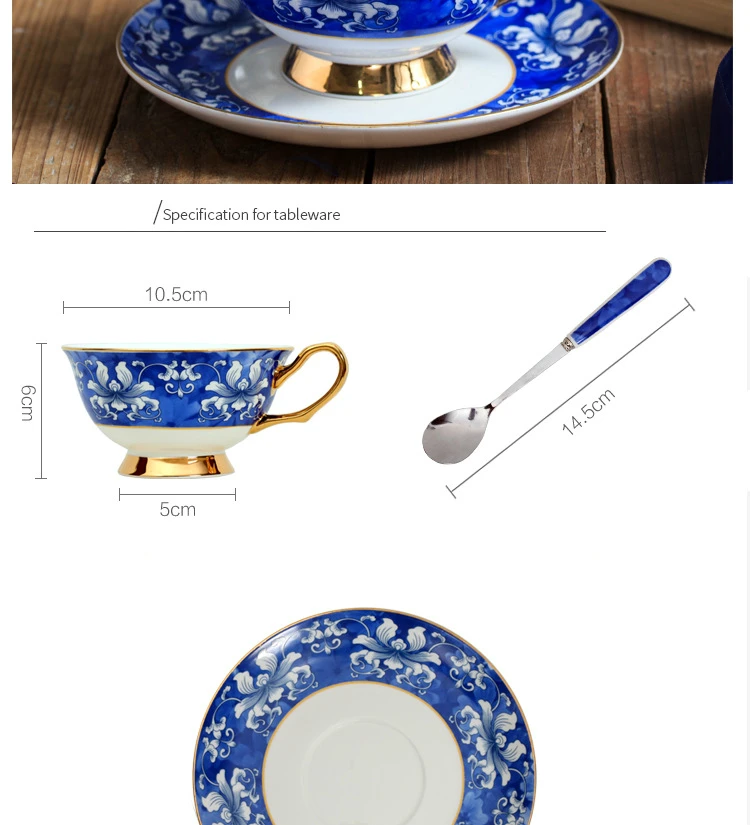 Высококачественная кофейная чашка и блюдце из костяного фарфора, голубая керамическая чашка в китайском ретро-стиле с ручкой, чашка для послеобеденного чая, оригинальные чашки для воды