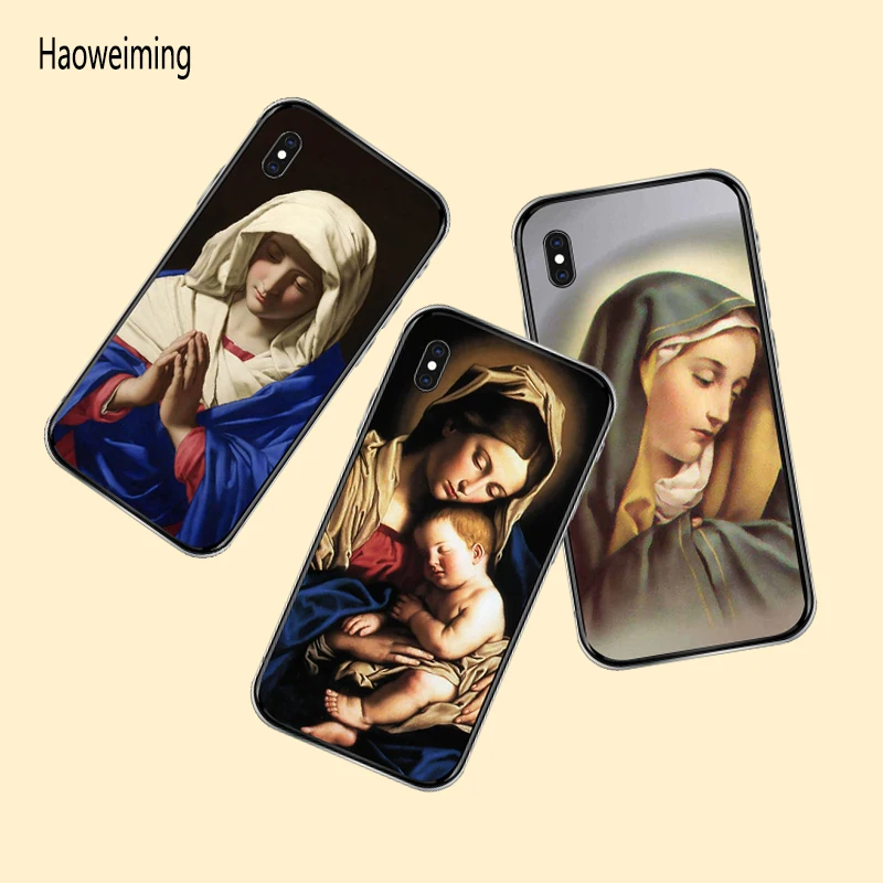 

Blessed Virgin Mary Print Phone Case For iPhone X XR XS Max Capa Soft Silicone Cover For Apple iPhone 5S 6S 7 8 Plus Coque