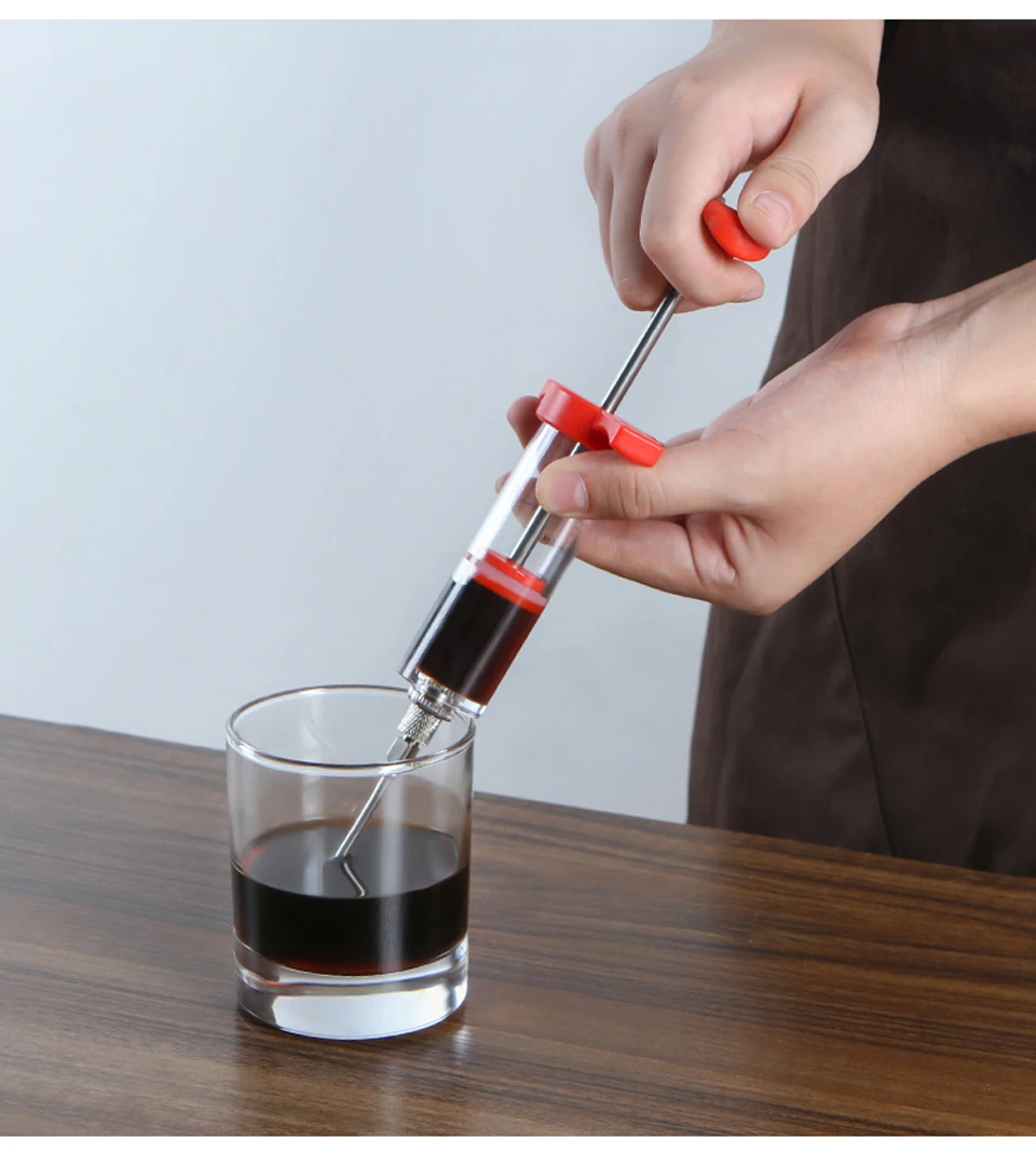 Multi- function Condiment syringe flavoring condiment red wine syringe meat injectors 21.5*7*3.5CM