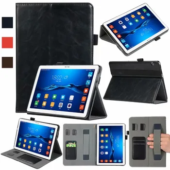 

Half Genuine Leather Magnet Case Stand Hand Strap Card Holder Cover Funda Capa For Huawei MediaPad T5 10 AGS2-W09/L09/L03/W19
