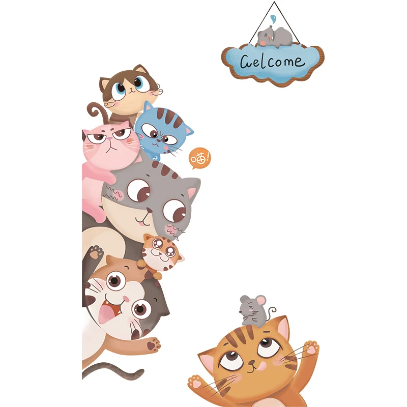 Cartoon Animals Wall Stickers DIY Children Mural Decals for Kids Rooms Baby Bedroom Wardrobe Door Decoration | Дом и сад