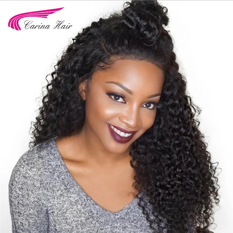 Carina Hair Brazilian Kinky Curly Lace Front Wigs with Baby Hair Pre-Plucked Hairline 150% Density