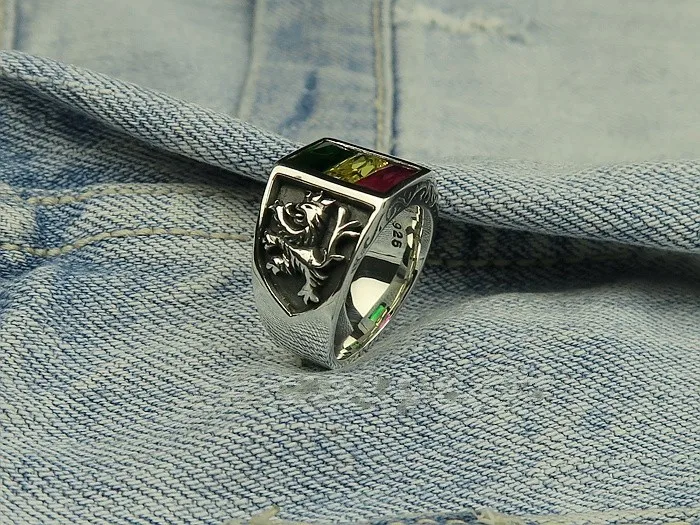 Rv 925 простое серебряное кольцо раста вибрации три-цветное кристаллическое кольцо для мальчиков и девочек