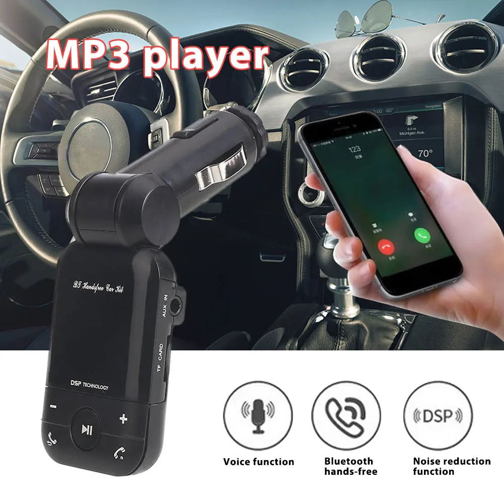 VEHEMO 78dB Bluetooth автомобильный набор, свободные руки, FM передатчик Bluetooth Автомобильный MP3-плеер стерео музыка автомобильные аксессуары для fm-модулятор с разъемом подачи внешнего сигнала AUX