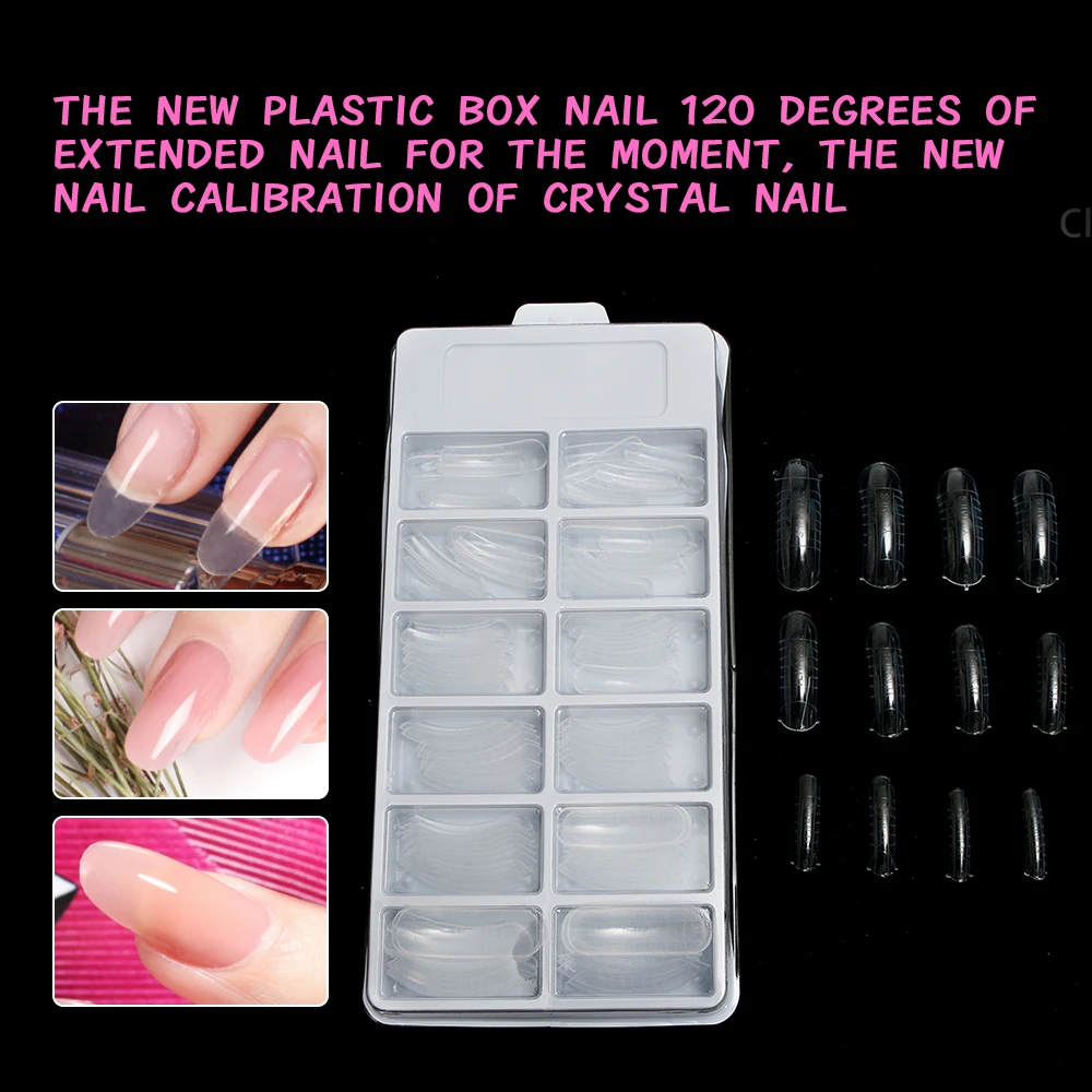 

120pcs/box French Manicure False Nail Tips Poly Gel Quick Extension Nail Art UV Gel Builder with Scacle Polygel Tool New Arrival