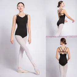 Балетное трико для женщин натуральный хлопок черный балетная Одежда для танцев для взрослых танцевальная одежда сексуальная гимнастика