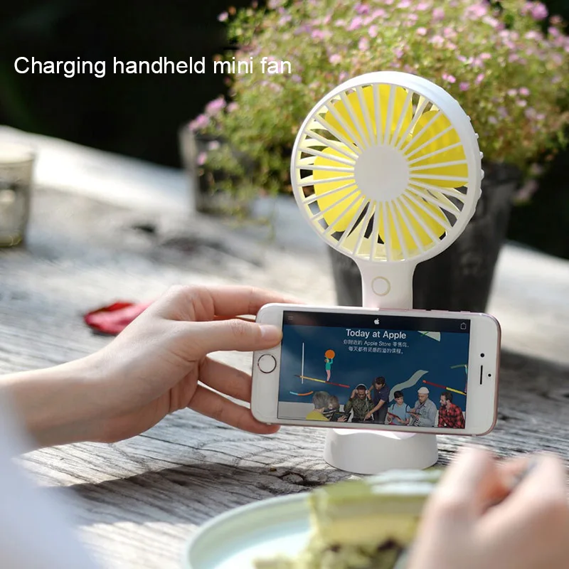 

Hot Convenient Useful Portable Mini Handheld Fan with Base USB Rechargeable Phone Holder Fans for Home Office Camping HY99 AU23