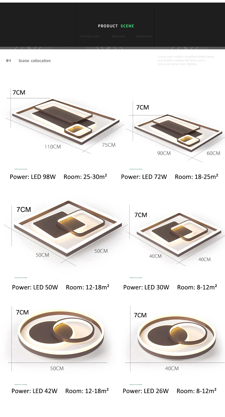 Round/Square/Rectangle Modern Led Ceiling Lights For Living Room Bedroom Study Room Kitchen Dimmable+RC Ceiling Lamp Fixtures