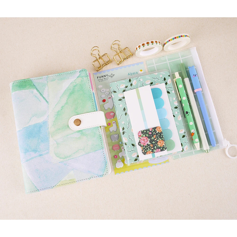 

Super Value Notebook Stationery Set With Pens Pencil Bag Sticker Daily Journals Simple Cute Spiral Notebook Suit Supply