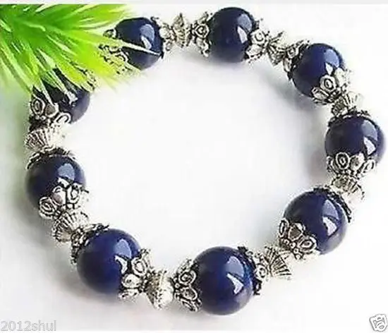 

Beautiful the Tibet Silver dark blue Lapis Lazuli Bracelet 8"