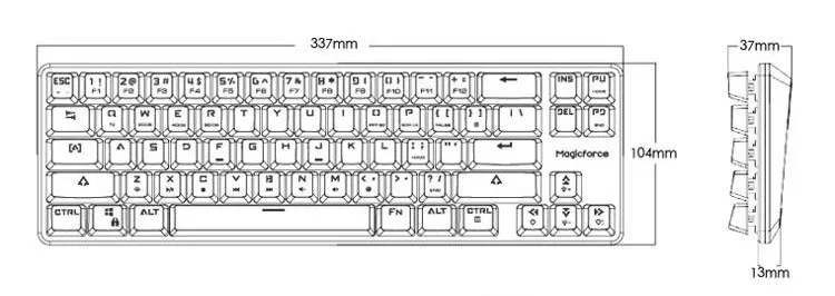 Magicforce смарт-68 клавиши без подсветки antighosting USB Механическая игровая клавиатура из алюминиевого сплава Outemu синий/черный/коричневый оси